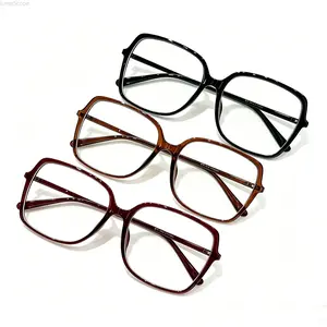 Stylish Oversized Square Blue Light Glasses for Women, Lightweight Frame for Computer Use and Eye Strain Relief, Female