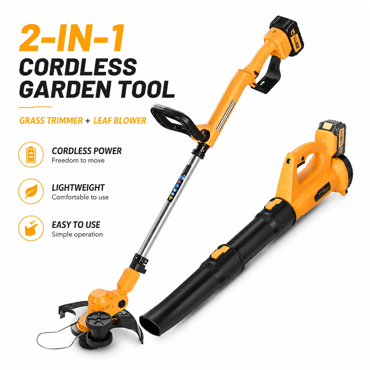 Cordless Weed Trimmer & Leaf Blower Combo, Lightweight Electric Weed Wacker-Edger for Lawn, Garden Tools
