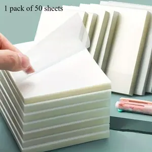A pack of 50 transparent post-it notes-transparent post-it notes waterproof self-adhesive translucent post-it notes for book notes and diaries, school and office with transparent post-it notes