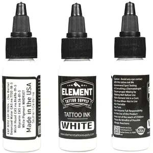 Element Tattoo Supply White Tattoo Ink - Skin-Safe, Long-Lasting, Fade-Resistant, Smooth Blend for Highlights & Shading Shade Makeup, Bright White Pigment, Gentle & Clear Cosmetic