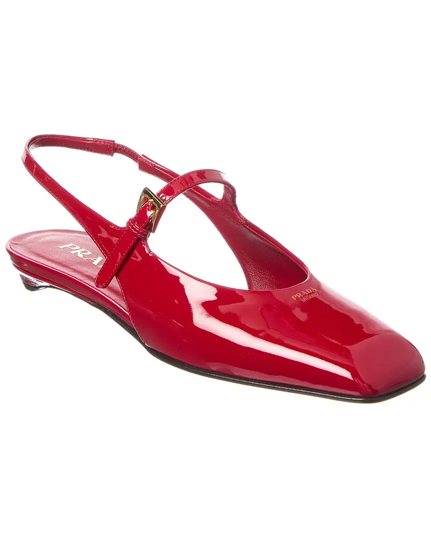 Prada Mary Jane Patent Slingback Ballerina Flat