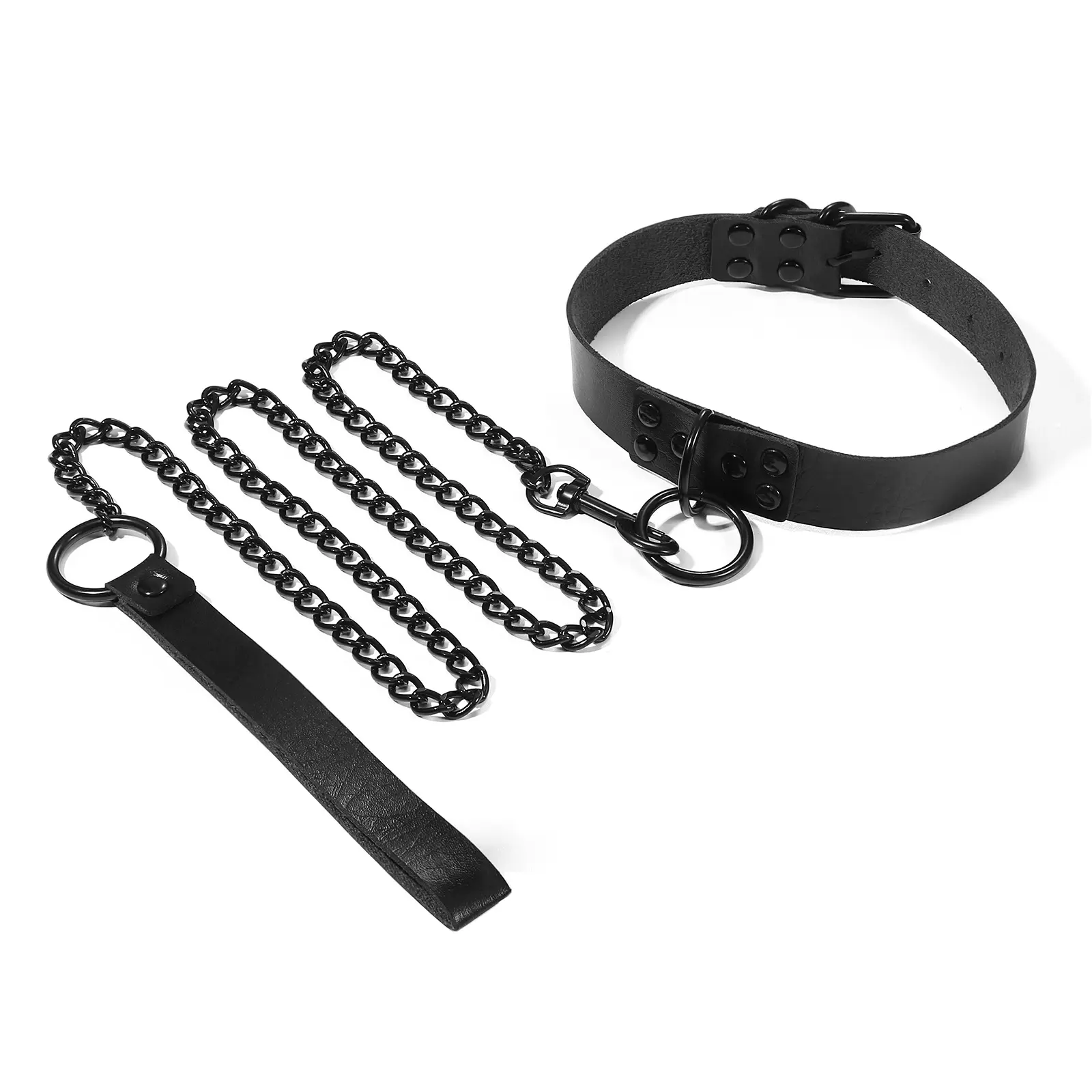 OIDEA Women's PU Leather Choker Necklace, Adjustable Collar with Removable Chain, Punk Hardcore Halloween-Themed Cable Chain Jewelry, Quick Connection Steel Necklaces, Black, Cable Chain Necklaces