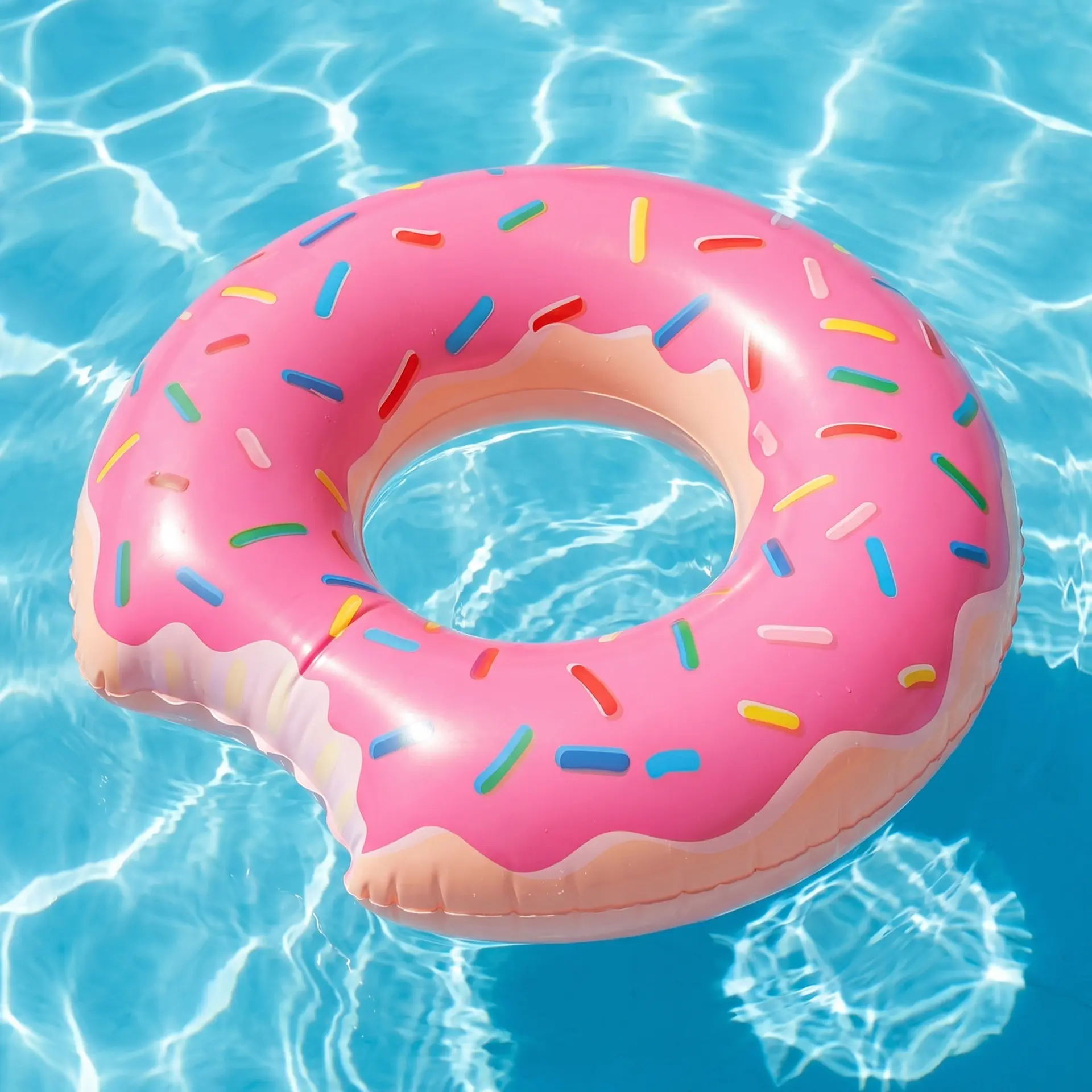 1pc Soft PVC Half-Bite Donut Inflatable Anti-Roll Pool Float Ring, Summer Water Play Accessory for Adults, Baby & Maternity Storage-Compatible Beach Item, Anti-Roll Float