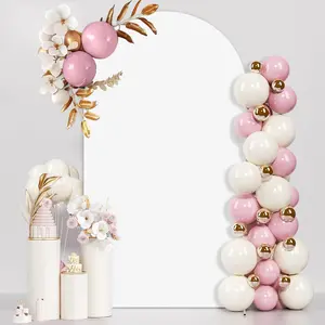 7.2FT Arch Backdrop Cover, White Wedding Round Top Chiara Arch Stand Cover Stretchy Backdrop with Zipper Spandex Fitted Arch Cover for Birthday Party Decoration