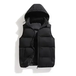 Men's Solid Hooded Puffer Vest - Warm & Lightweight -  Down Filling - For Autumn & Winter - Perfect For Men - Ideal Gift For Outdoor Enthusiasts Gilet