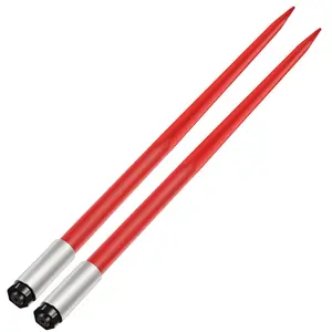 VEVOR Pair Hay Spear 49" Bale Spear 3000 lbs Capacity,  Bale Spike Quick Attach Square Hay Bale Spears 1 3/4", Red Coated Bale Forks, Bale Hay Spike with Hex Nut & Sleeve for Buckets Tractors Loaders