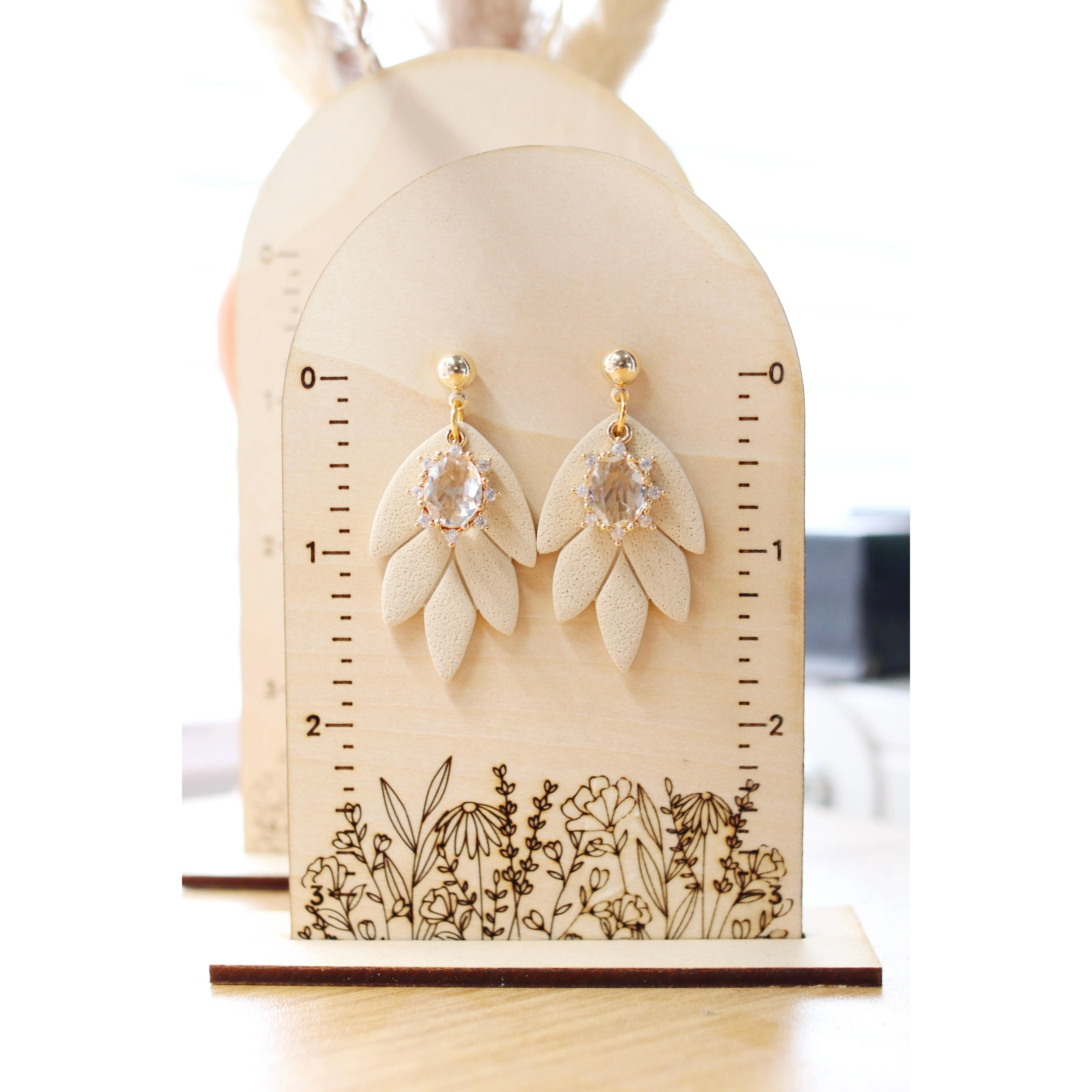 Beige Dazzle Earrings