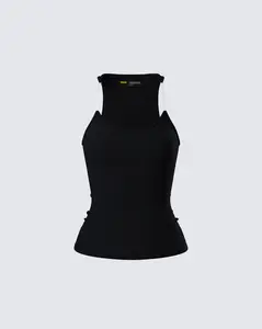 Jazlyn Black Invisible Strap Tank Top