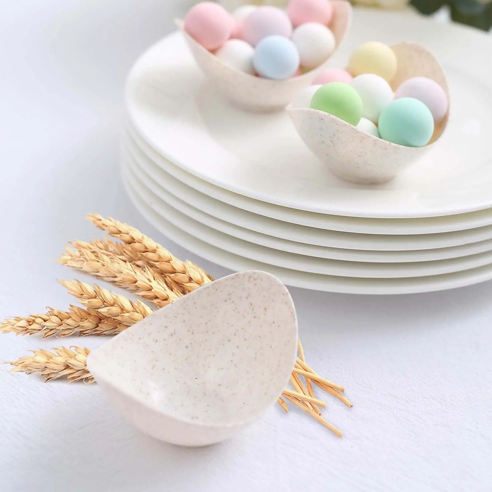 24-Pack Bulk Plain 3 inches Mini Wheat Straw Fiber Biodegradable Cups, Eco-Friendly Disposable Tableware & Disposable Dinnerware for Ice Cream, Picnic, Wedding, Home & Festive Party Supplies, Bulk Pack