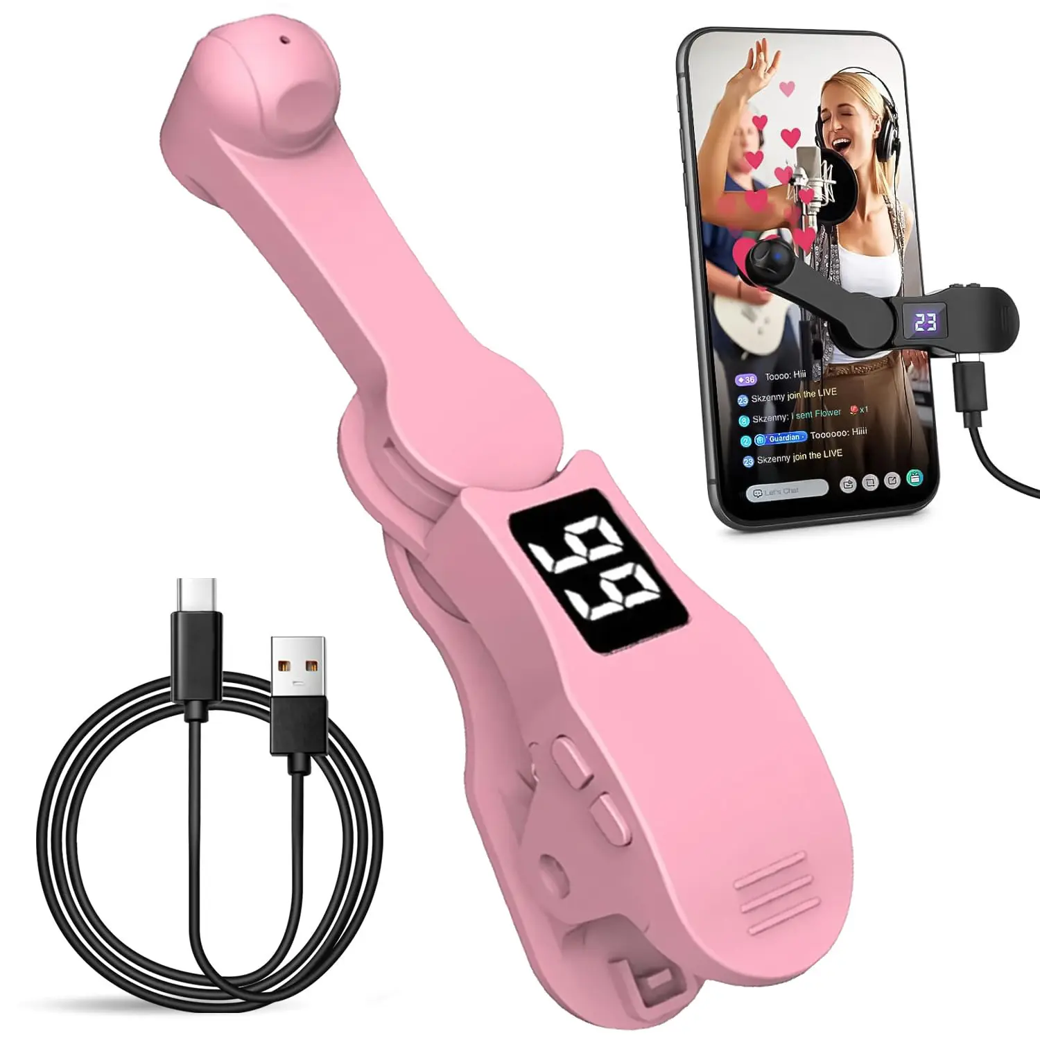 Smart Phone Auto Clicker - Plug-and-Play Screen Speed Clicker for iPhone, iPad, Gaming Controllers, TikTok Likes, Reward Tasks (Pink)