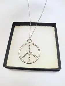 Stainless steel necklace with peace pendant for men and women