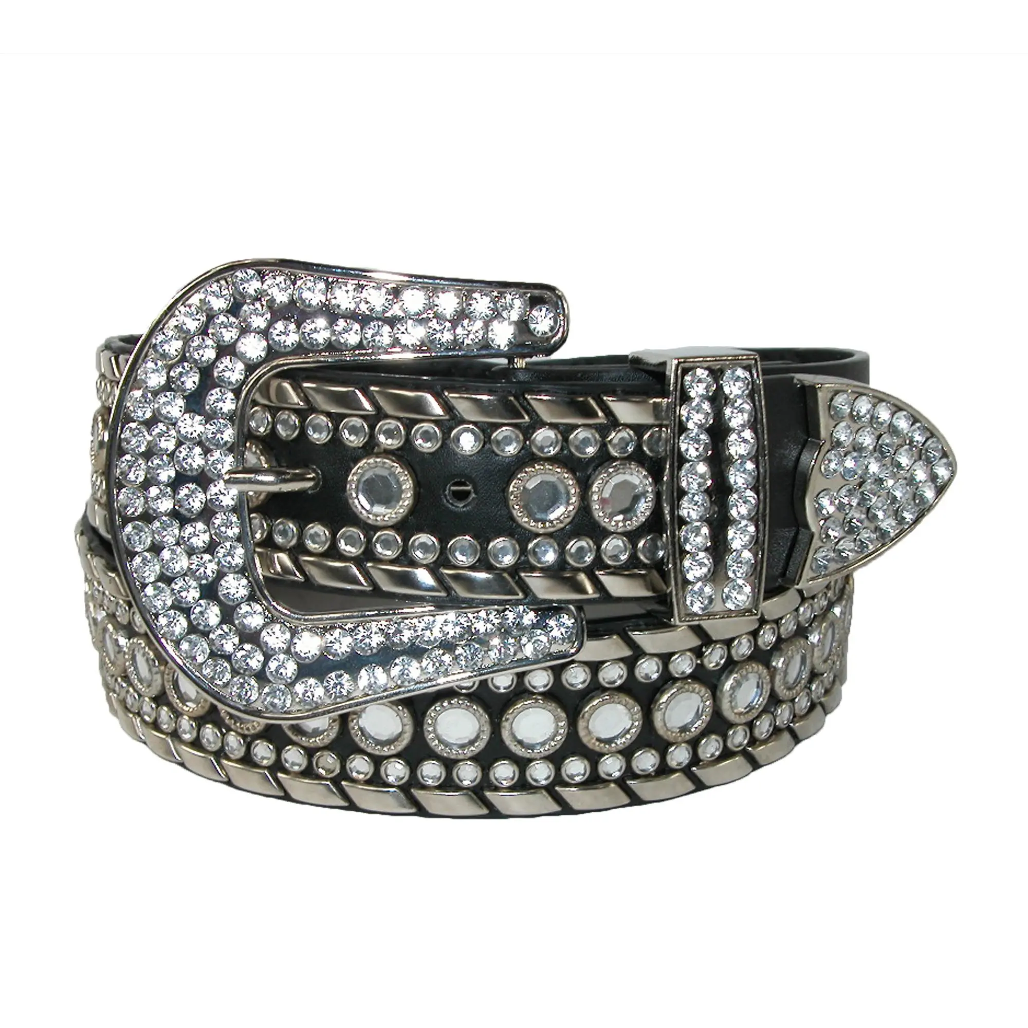 CTM Women's 1 1/2 Inch Western Rhinestone Belt (Plus Size Available), Casual And Jean Belts