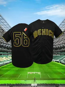 Men's Stitched Baseball Jersey,Mexico Style Baseball Uniform, V Neck Loose Fit Casual Sportswear, Sporty Jersey, Stylish Jersey, Breathable Knit Fabric Shirt, Ideal for Outdoor & Training, Unisex, All Seasons( S-3XL )