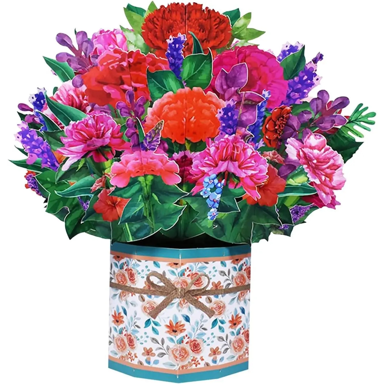 Carnation Bouquet Pop Up Card, Flower 3D Greeting Card with Envelope for Any Occasion, Birthday, Mother's Day, Anniversary, Valentines Day, Foldable Flower Cards for Mother or Loved Ones