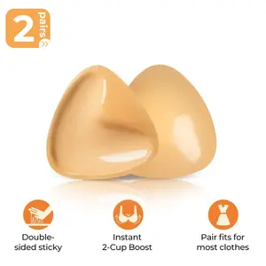 Falorda【2 Pairs】Ultra Boost Inserts | Patented Sticky Fashion Bra Inserts | Increase 2 Cups | Outfit enhancer | Perfect For Dresses, Bikinis, Tops | 50+ Uses Per Pair