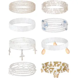 8Pcs 31.5 Inches African Waist Bead Chain Elastic Belly Beads Butterfly Shell Layered Body Chain Colorful Jewelry Accessories for Women