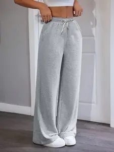 Women's Loose Straight Leg Casual Woven Pants, Plain Design, Perfect for Everyday & Daily Wear & Spring/fall Seasons, Comfortable Fit