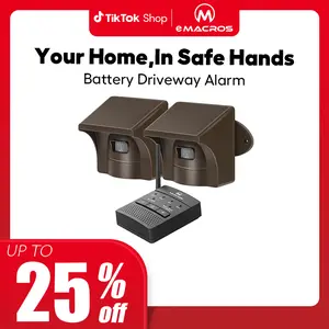 eMACROS 1/2 Mile Long Range Battery Powered Driveway Alarm Outdoor Weather Resistant Motion Sensor