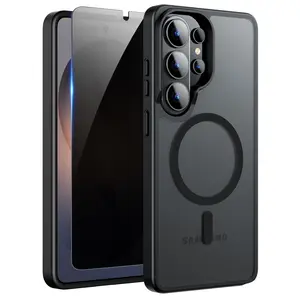 Magnetic for Samsung Galaxy S26 Ultra Case with Privacy Screen Protector, Compatible with MagSafe, Translucent Matte Anti-Scratched Slim Case for Samsung S26 Ultra,Black