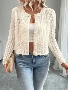 Women's Cardigan, Casual Long Sleeve Cardigan for Spring & Fall, Women's Knit Clothing for Daily Wear, Tops, Womenswear