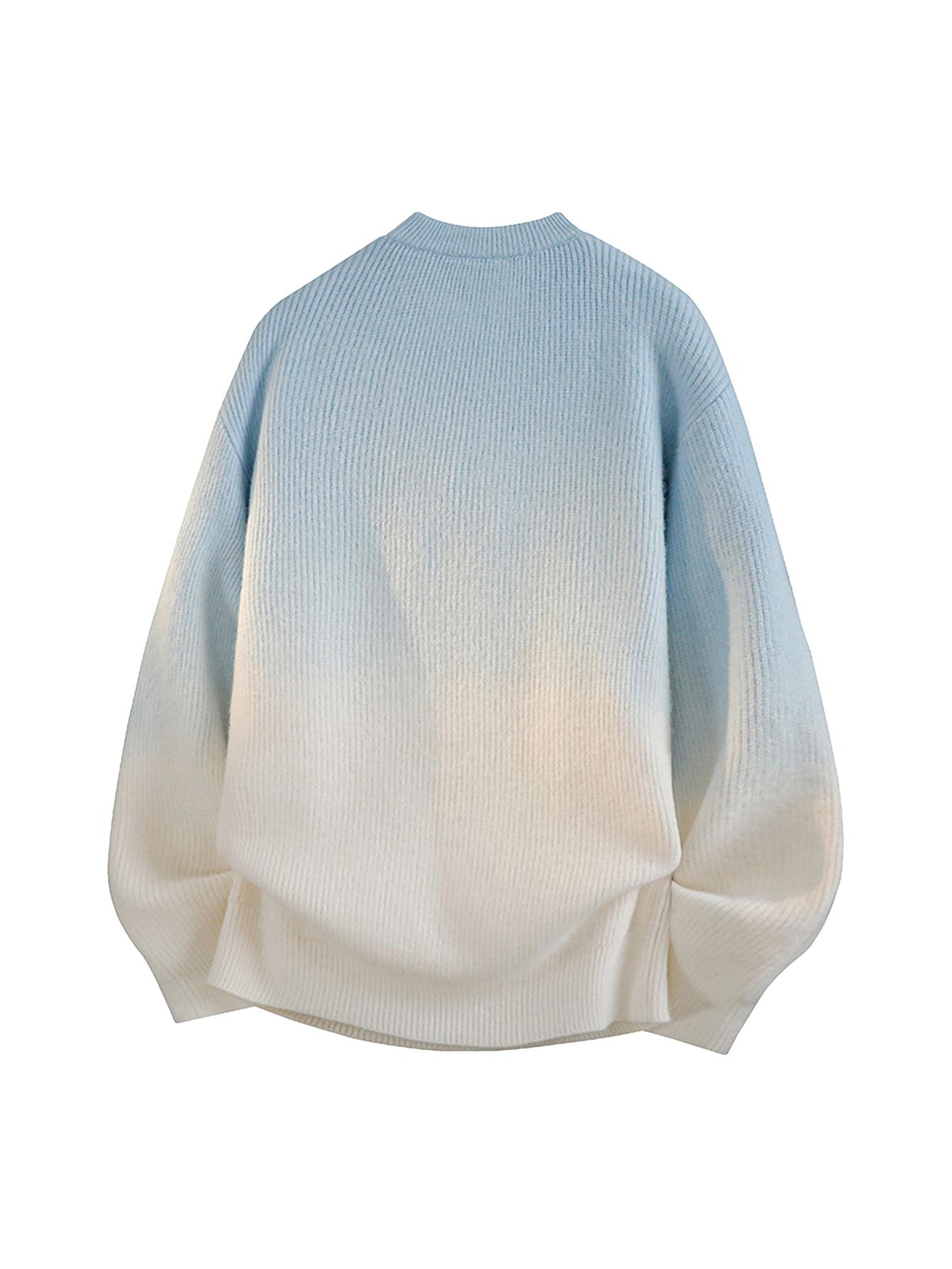 CCCMAI Gradient Crewneck Knitwear for Men Japanese Korean Style Retro High-Quality Elastic Sweater Loose Smart Casual Crewneck Sweater Menswear Pullover Tops Long Sleeve