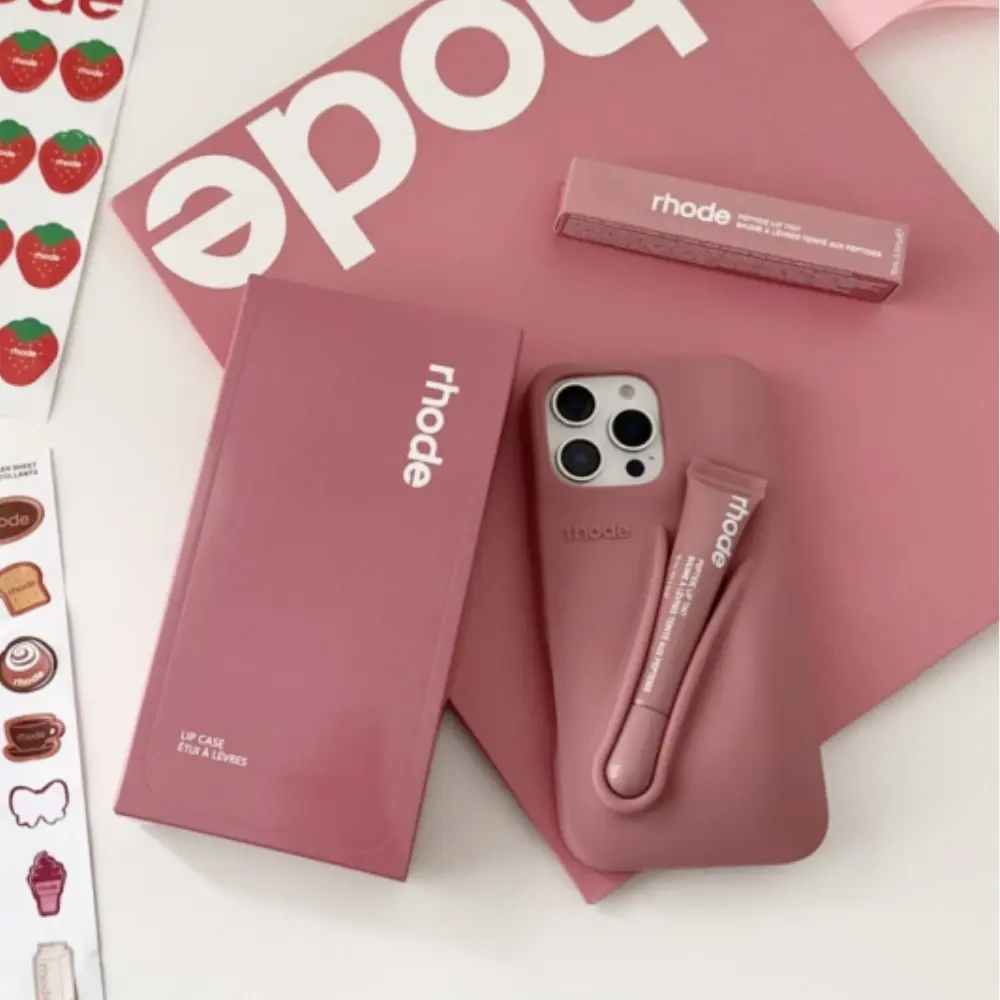 Full Set] Rhode Ribbon Phone Case With Box and Lip Gloss Set