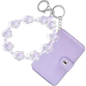 BYB14 Wristlet Keychain With Wallet,Includ Beads Bracelets And Leather Credit Card Holder For Go Out Travel Essentials