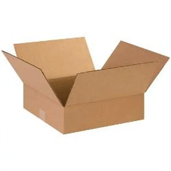 Box Partners 14143 14 in. x 14 in. x 3 in. Rectangular Flat Corrugated Kraft Paper Shipping Boxes, Flat Pack, Small Depth, Ideal for Shallow Products, Suitable for Apparel Shipping, Bundle Sale (Corrugated Envelopes & Postal Supplies), Cardboard