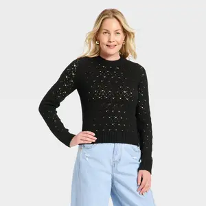 Women's Lace Crewneck Pullover Sweater - Universal Thread