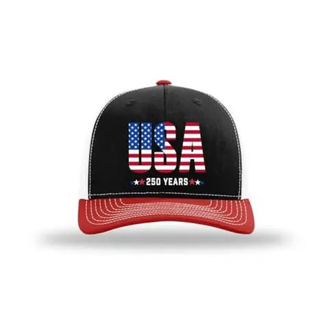 Trenz Shirt Company Men's Patriotic American-Themed Embroidery Trucker Hat - Embroidered American Flag Bull Skull, Cotton/Poly Adjustable Mesh Snapback, One Size for 250th Anniversary & 7th 4th 2026, Casual Men's Hat