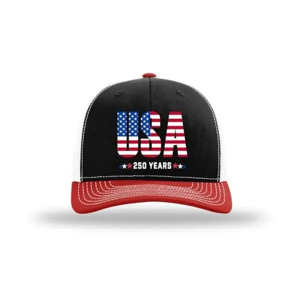 Trenz Shirt Company Men's Patriotic American-Themed Embroidery Trucker Hat - Embroidered American Flag Bull Skull, Cotton/Poly Adjustable Mesh Snapback, One Size for 250th Anniversary & 7th 4th 2026, Casual Men's Hat