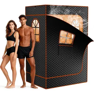 MOPHOTO Infrared Sauna Box, Upgraded 2 Person Portable Steam Sauna for Home Personal Sauna Tent Full Body with 3L 1200W Steamer, Remote Control, 2 Folding Chair