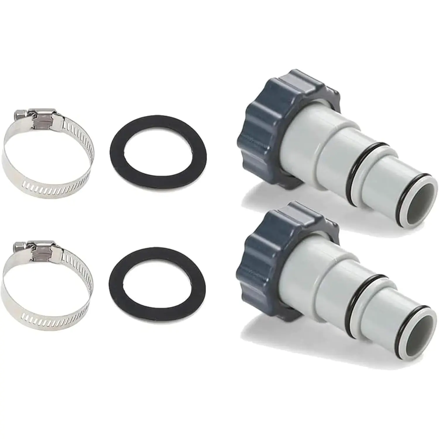 (2-Pack) Replacement Threaded to Clamp Style Hose Adapter for Intex Pool Sets with 1.5 and 1.25-Inch Hose Fits Filter Pumps, Chlorine Generators, Salt Systems with Threaded Hoses Connections