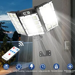 Outdoor Solar Flood Light with Motion Sensor, LED Security Light, Remote Control, IP65 Waterproof Design
