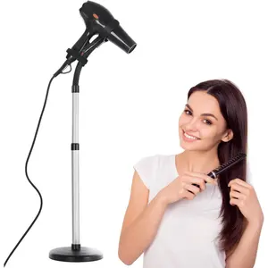 Hair Dryer Stand Hands Free 360-Degree Rotating Adjustable Height Metal Hair Dryer Stand Blow Dryer Holder About for 0.5kg Hair Dryer in Bathroom, Vanity, Makeup Room