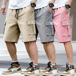 Men’s 3-Piece Short Set – Angled Pockets – Three-Piece Bottoms for Everyday Wear; Men’s Overalls/Shorts, Perfect for Street Style, Skateboarding, and Camping, Pants, Polyester, Casual, Fabric