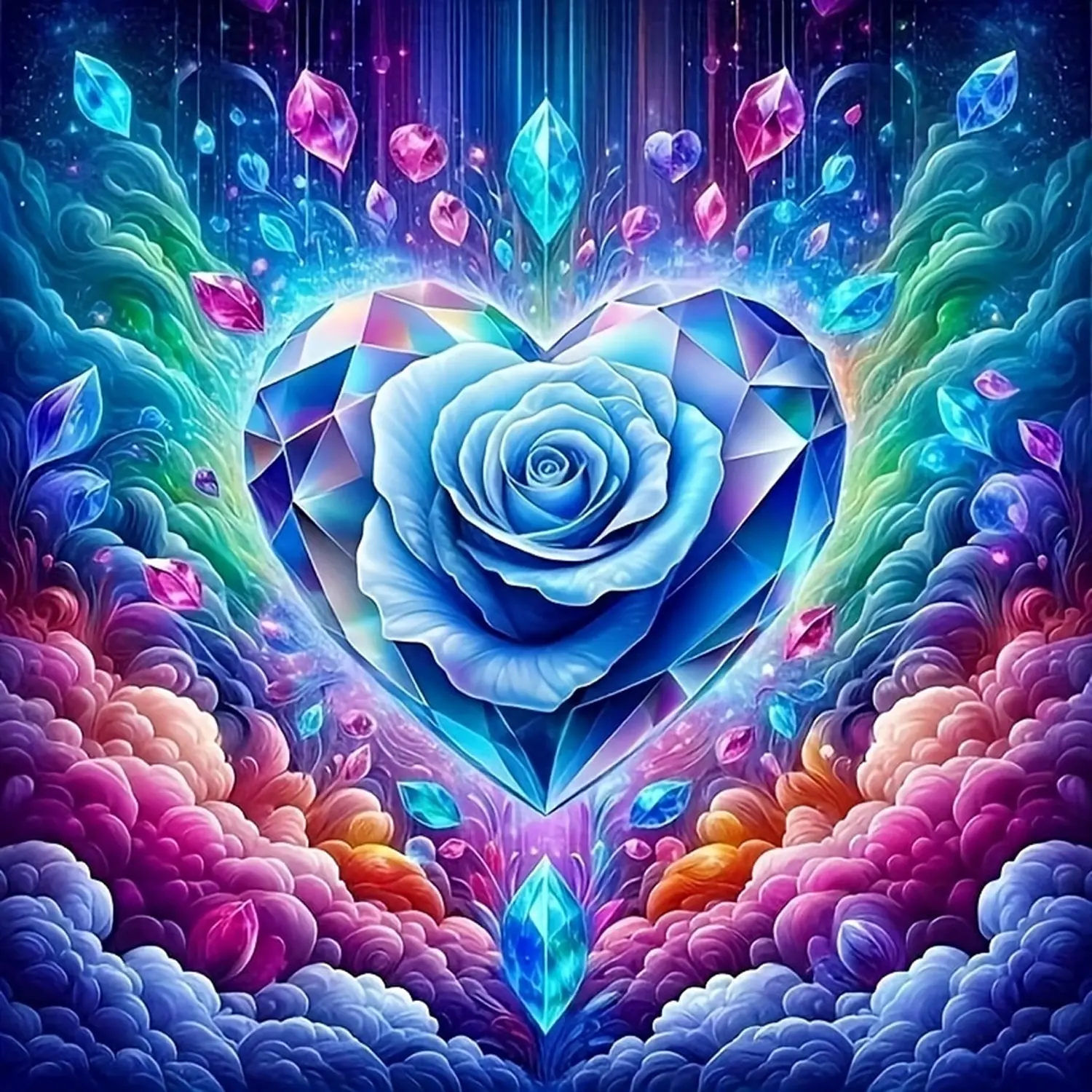 DIY 5D Blue Heart Diamond Painting Kit, Round Crystal Art Mosaic Craft, Handicraft, Home Wall Decor, Frameless, Cross Stitch Element, DIY Supplies