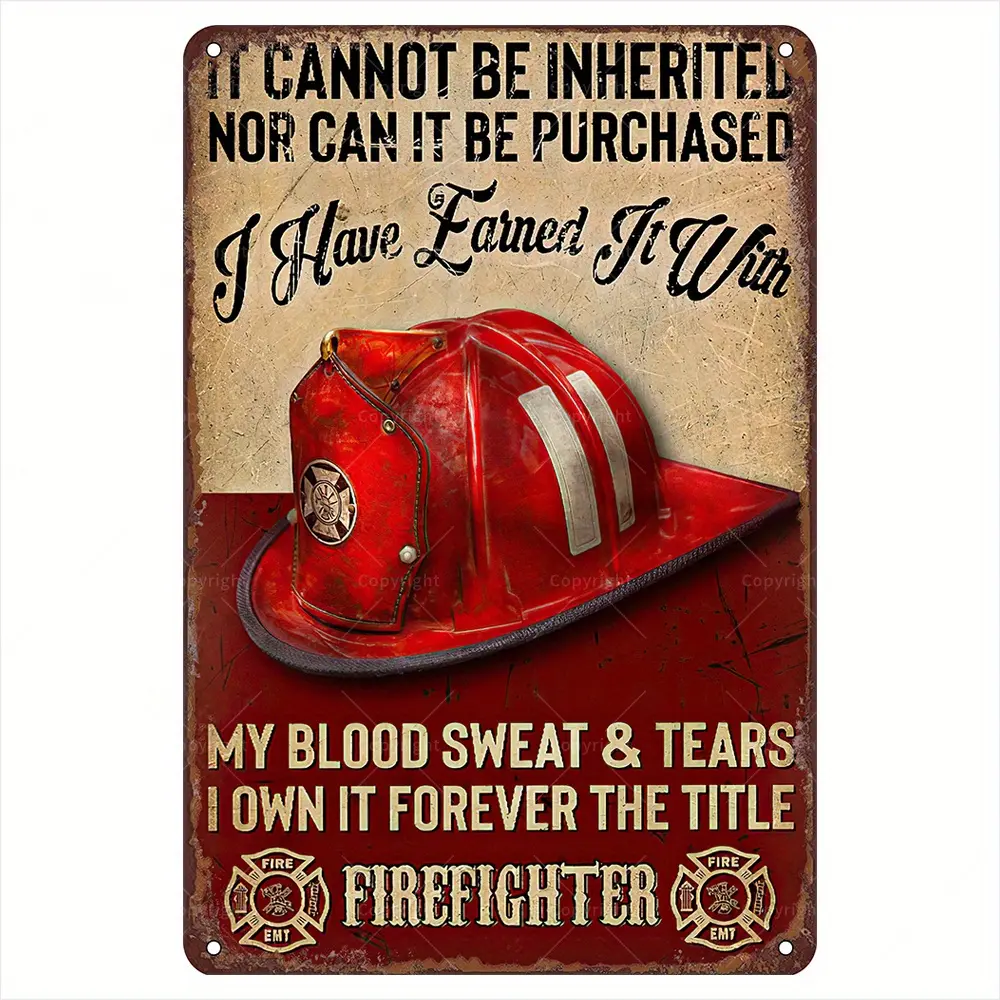 Vintage Firefighter Metal Tin Sign - Home Decor Plaque, Perfect Gift For Firefighters, Humorous Wall Art For Fire Stations, Offices