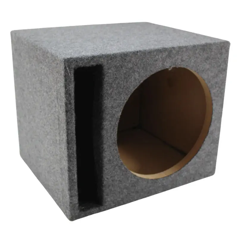 Single 10” Vented Carpeted Subwoofer Box Made w/ Heavy-Duty MDF Construction
