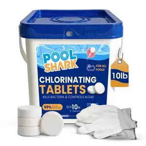 Pool Shark Swimming Pool Chlorine Tablets | 3-Inch Chlorine Tablets | 10 lbs | Slow-Dissolving 90% Active Chlorine Tabs | Pool Chemicals for Inground Pools, Above Ground Pools, Saltwater, Spa, Hot Tub