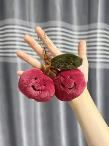 Cute Cherry Design Plush Keychain, Soft Fruit Toy for Wallet and Keys, Adorable Bag Decoration, Perfect for Daily Use, Cute Style Accessory, Fuzzy Keychain, Bag Charm Keychain, Cute Soft Keychains, Cute Charms Keychain