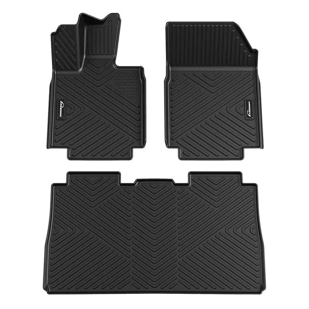GARVEE Protector Car Floor Mats for Tesla Cybertruck 2023-2025, TPE All-Weather Custom-Fit Front 1st & 2nd Row Floor Liners, Black, Protector Floor Mats