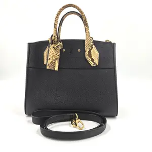 Pre-owned Louis Vuitton Canvas Tote Bags Python/Black Calfskin Leather City Steamer PM Bag JV0043 NO2