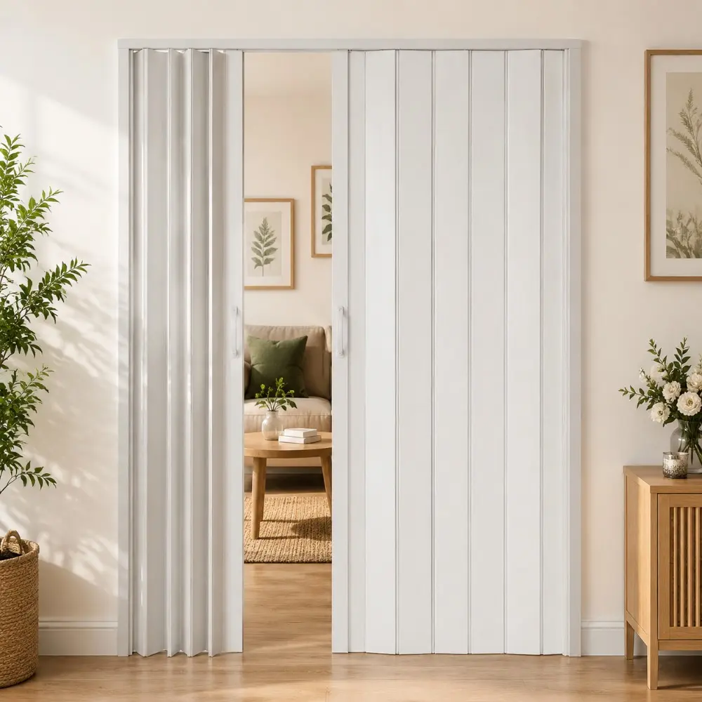Littleox 59"x77" PVC Accordion Folding Door, Double-Opening Heavy Duty Room Divider with Quiet Rollers & Dual Handles, Waterproof & Warp-Resistant – For Closet, Bedroom, Laundry