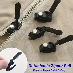 9-Piece Zipper Repair Kit (3 Large, 3 Medium, 3 Small), Universal Detachable Zipper Pulls, Adjustable Zipper Replacement Heads, Quick Assembly
