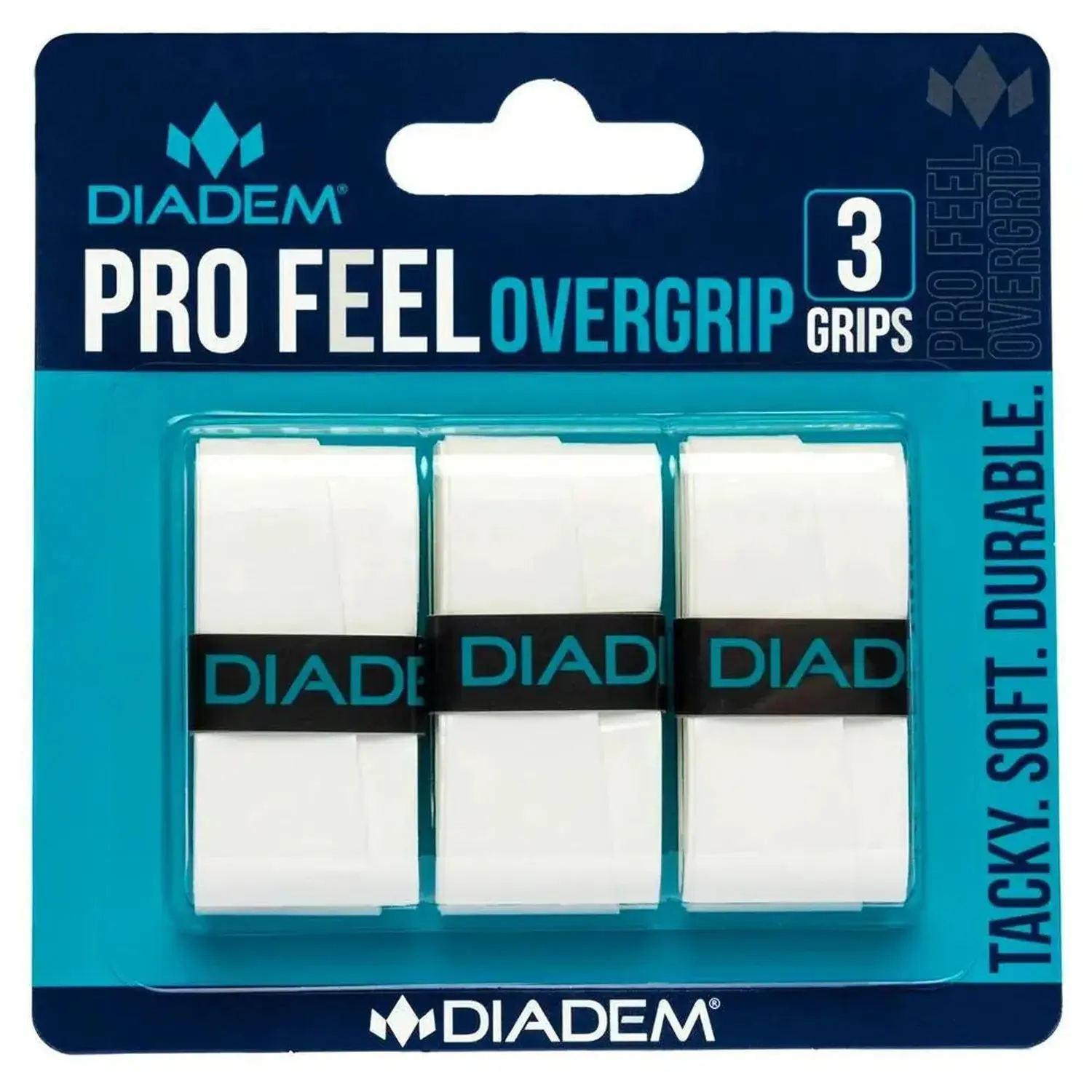 Pro Feel Tennis Racket Overgrip, 3-Pack White Cushioned Racket Grip with Vibration Dampening Feature