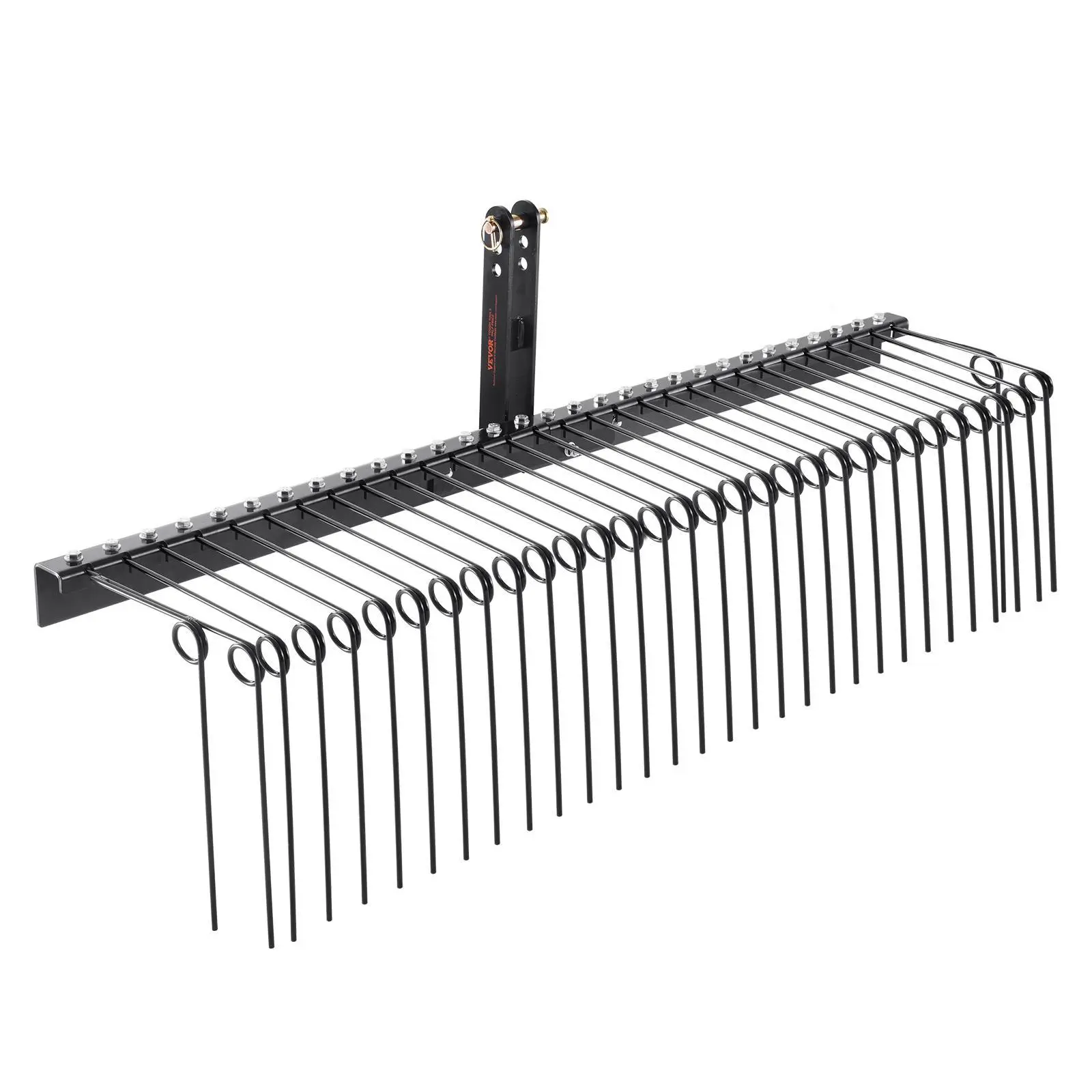 【Summerfinds】VEVOR Tow Behind Landscape Rake, 72" Tow Dethatcher with 32 Steel Tines, Lawn Dethatcher Rake Attaches to Category 1, 3 Point Hitch for Tractor, for Leaves, Pine Needles, Straw, and Grass