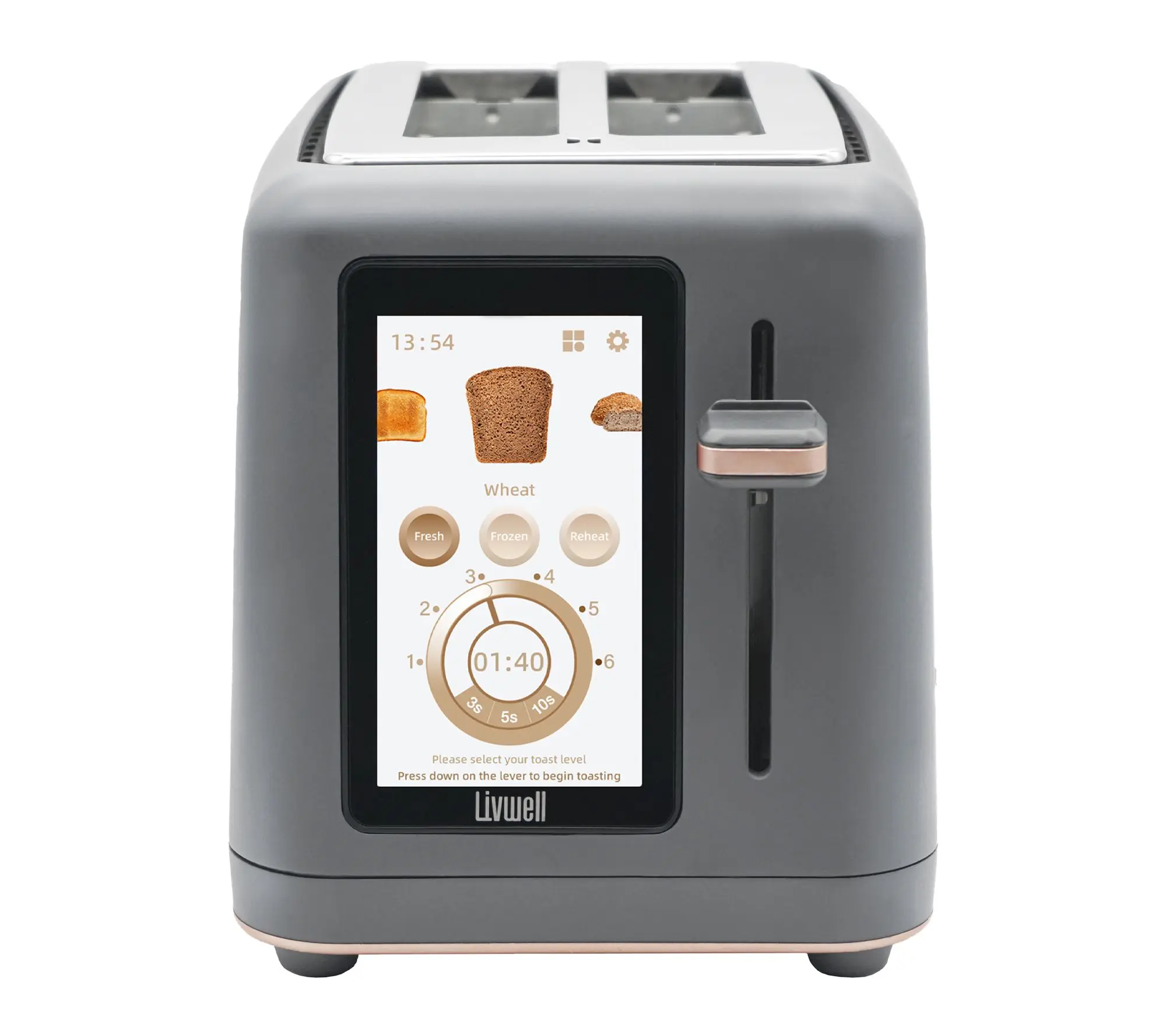 Livwell 2-Slice Toaster with Touch IQ Control and Clock Setting Livwell 2-Slice Toaster with Touch IQ Control and Clock Setting