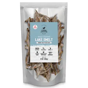 Canine Cravers Single Ingredient Air Dried Dog Treats – Wild Caught Lake Smelt 3 oz Bag