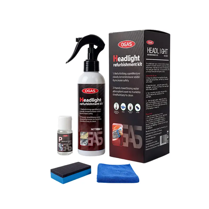 Automotive Headlight Restoration Liquid DIY Kit - No Need for Power Tools, UV Resistant Protective Coating Solution with Ceramic Coating Technology, 1-Pass Shine Restoration for Oxidized, Yellowed, Blurred Headlights